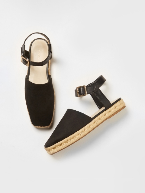 

CHARLES & KEITH Women Black Solid Suede Ballerinas