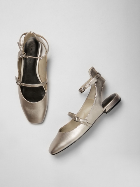 

CHARLES & KEITH Women Silver-Toned Solid Ballerinas