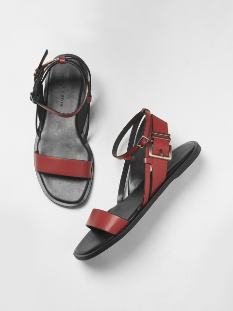 

CHARLES & KEITH Women Red Solid Open Toe Flats