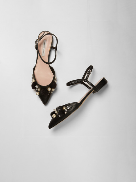 

CHARLES & KEITH Women Black Solid Ballerinas