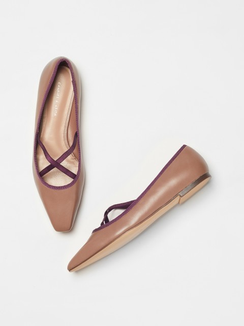 

CHARLES & KEITH Women Nude-Coloured Solid Ballerinas