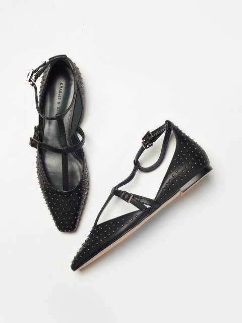

CHARLES & KEITH Women Black Embellished Ballerinas