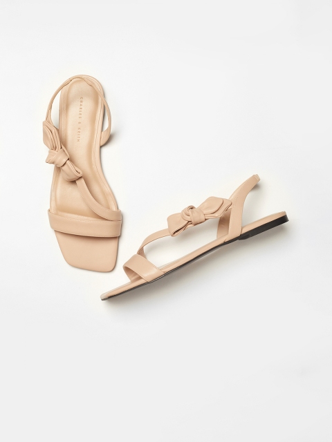 

CHARLES & KEITH Women Nude-Coloured Solid Open Toe Flats