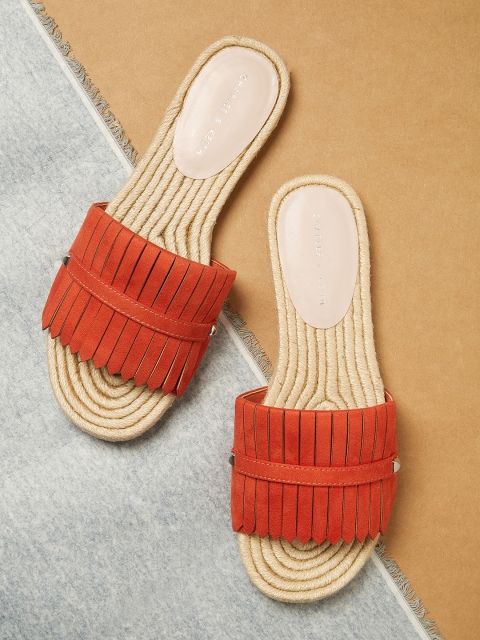 

CHARLES & KEITH Women Orange Solid Open Toe Flats
