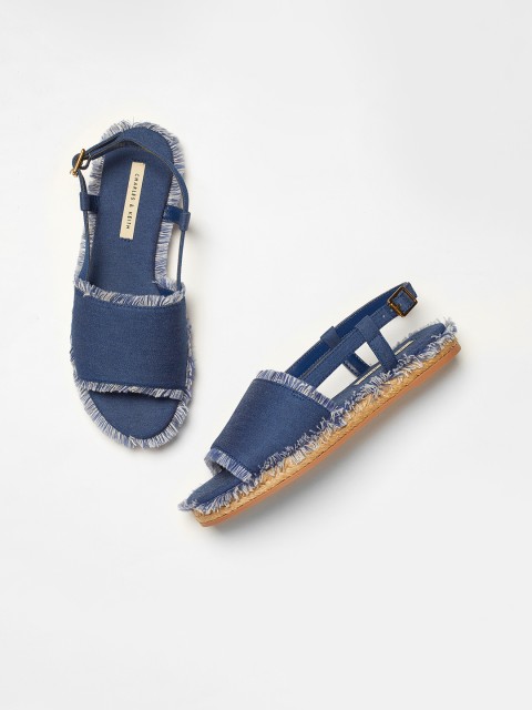 

CHARLES & KEITH Women Blue Solid Open Toe Flats