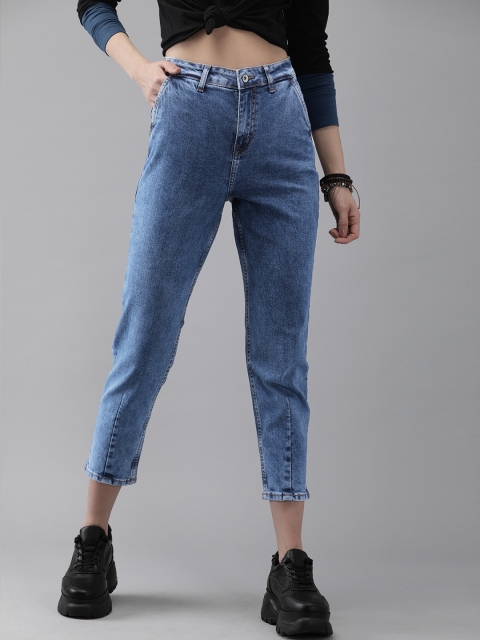 

Roadster Women Blue High Rise Straight Fit Clean Look Stretchable Cropped Jeans