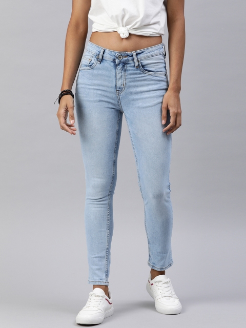 

Roadster Women Blue Skinny Fit Mid-Rise Clean Look Cropped Jeans