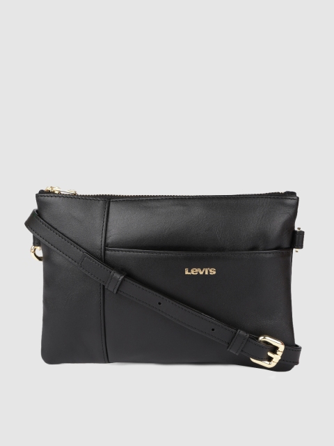 

Levis Black Solid Leather Sling Bag