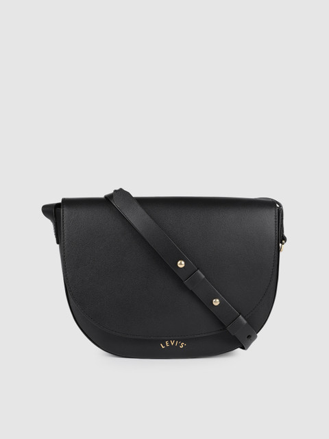 

Levis Black Solid Leather Sling Bag