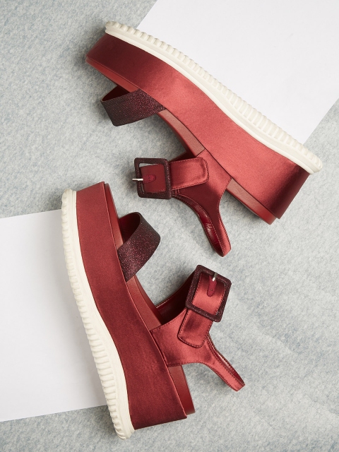 

CHARLES & KEITH Women Red Solid Heels