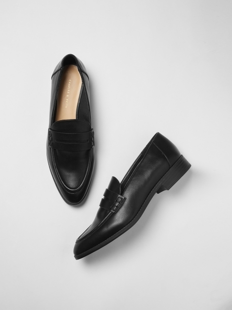 

CHARLES & KEITH Women Black Solid Slip-On Shoes