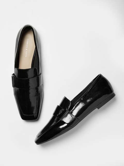 

CHARLES & KEITH Women Black Loafers