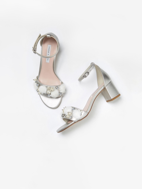 

CHARLES & KEITH Women Silver-Toned Solid Heels