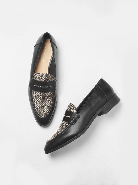 

CHARLES & KEITH Women Black Loafers