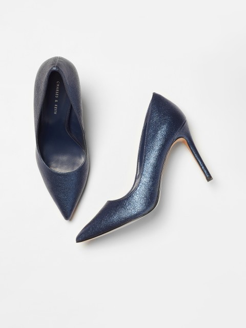 

CHARLES & KEITH Women Blue Solid Pumps