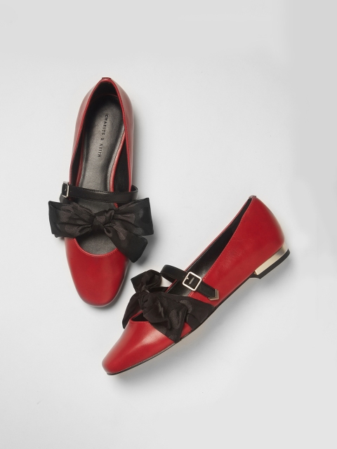

CHARLES & KEITH Women Red Embellished Ballerinas