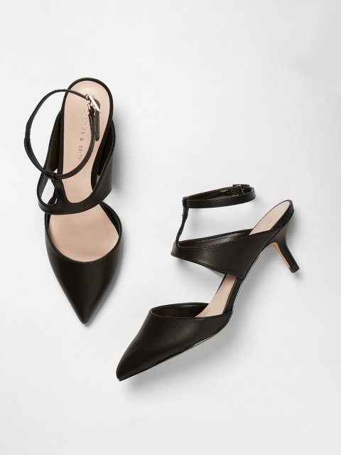 

CHARLES & KEITH Women Black Solid Pumps