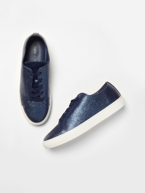 

CHARLES & KEITH Women Blue Solid Sneakers