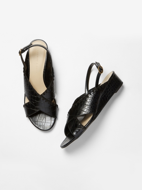 

CHARLES & KEITH Women Black Textured Sandals