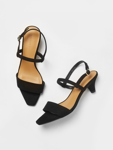 

CHARLES & KEITH Women Black Velvet Solid Heels