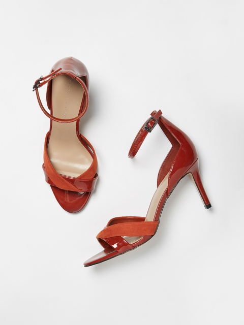 

CHARLES & KEITH Women Orange & Brown Colourblocked Heels