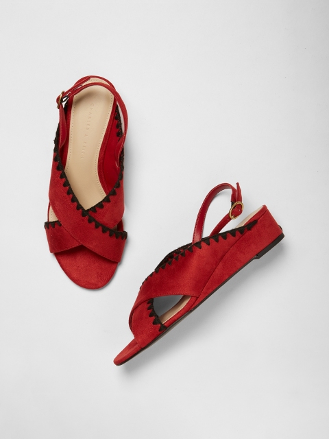 

CHARLES & KEITH Women Red Woven Design Heels