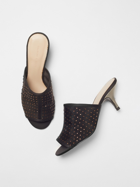 

CHARLES & KEITH Women Black Embellished Mules