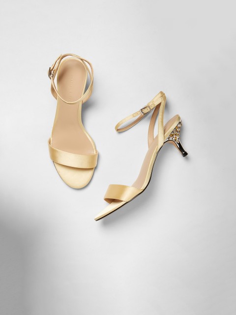 

CHARLES & KEITH Women Yellow Solid Velvet Heels