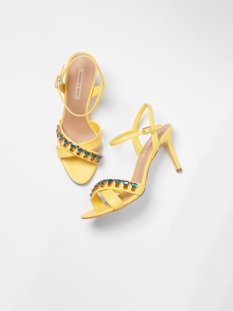 

CHARLES & KEITH Women Yellow Embellished Heels