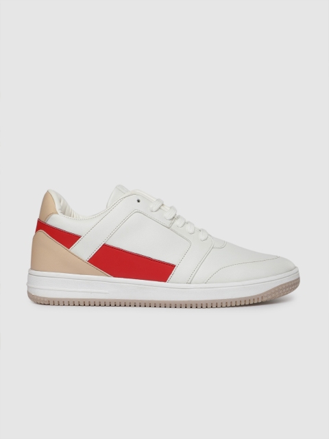 

Mast & Harbour Men White And Beige Colourblocked Sneakers