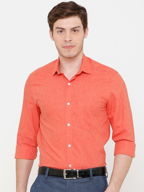 

CAVALLO by Linen Club Men Cotton Linen Orange Regular Fit Solid Sustainable Formal Shirt