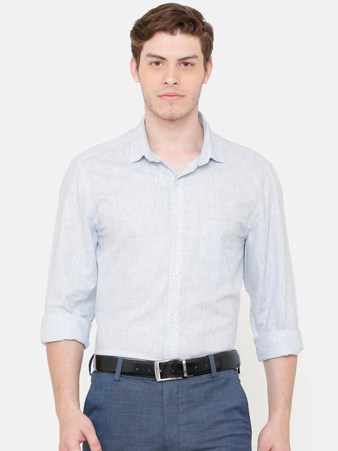 

CAVALLO by Linen Club Men Cotton Linen Blue Regular Fit Solid Sustainable Formal Shirt