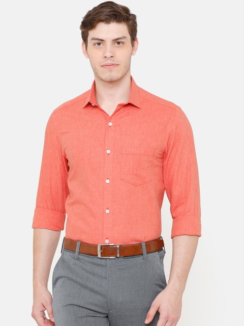 

CAVALLO by Linen Club Men Cotton Linen Coral Red Regular Fit Checked Sustainable Formal Shirt