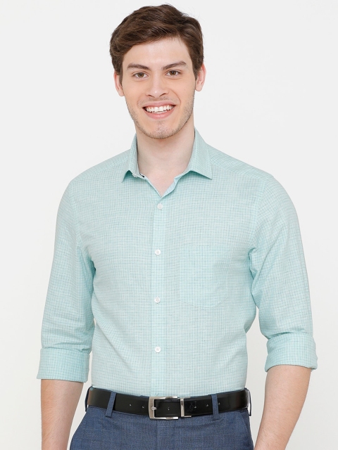 

CAVALLO by Linen Club Men Cotton Linen Green Regular Fit Checked Sustainable Formal Shirt