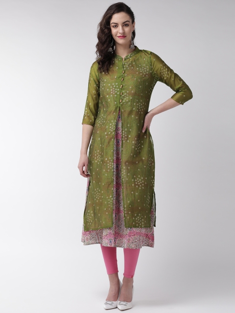 

RANGMAYEE Women Green Printed Layered A-Line Kurta