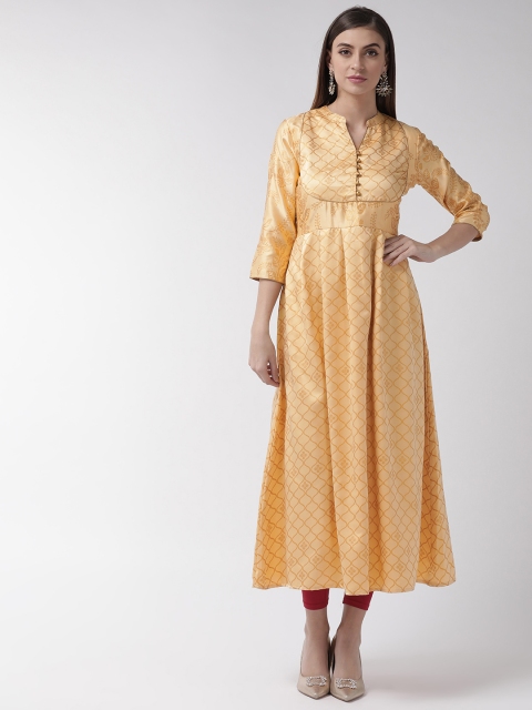 

RANGMAYEE Women Beige & Golden Foil Print Anarkali Kurta