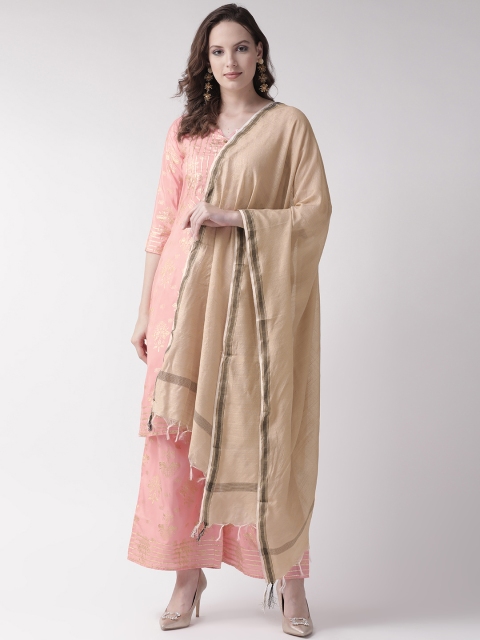 

RANGMAYEE Women Pink & Golden Printed Kurta with Palazzos & Dupatta
