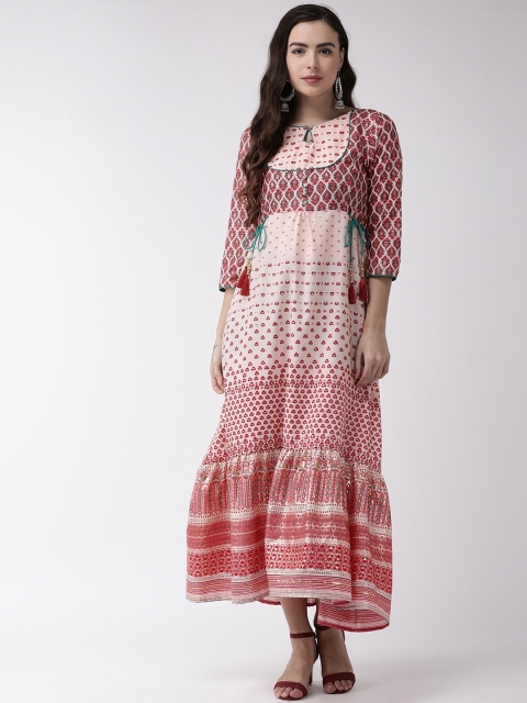 

RANGMAYEE Women Pink & Maroon Printed Maxi Dress