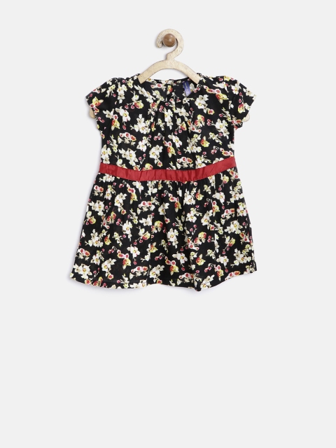 

YK Infant Girls Black Printed Fit & Flare Dress