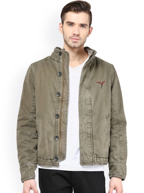 Monteil & Munero Olive Green Jacket available at myntra for Rs.1999