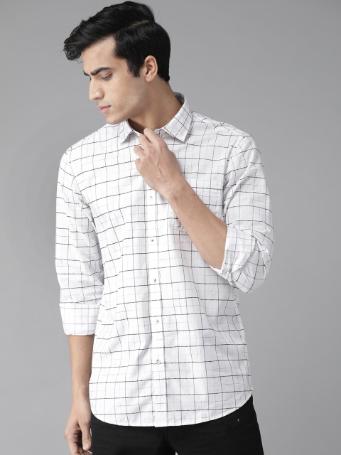 

Blackberrys Men White & Black Slim Fit Checked Casual Shirt