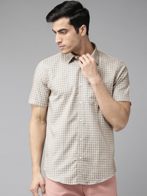 

Blackberrys Men Beige Slim Fit Checked Casual Shirt