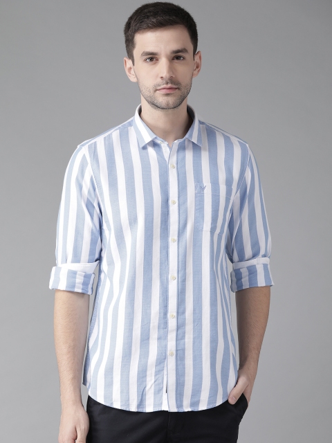 

Blackberrys Men Blue & White Slim Fit Striped Casual Shirt