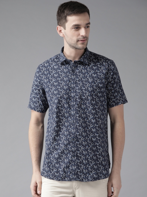 

Blackberrys Men Navy Blue & White Slim Fit Printed Casual Shirt