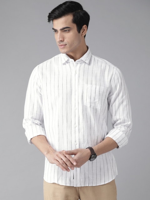 

Blackberrys Men White & Black Slim Fit Striped Casual Shirt
