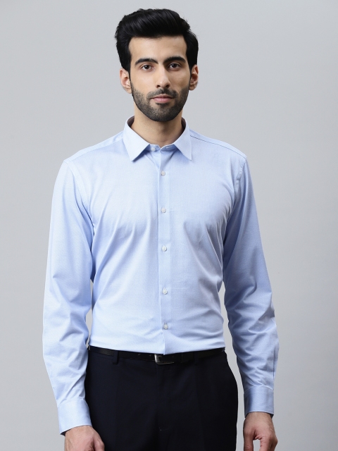 

Blackberrys Men Blue & White Slim Fit Self Design Formal Shirt