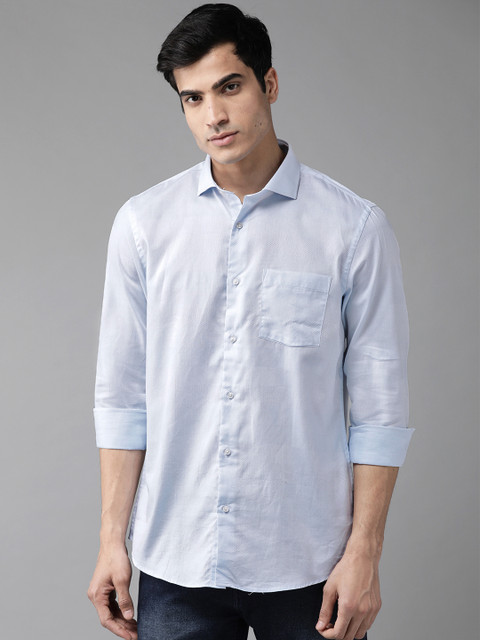 

Blackberrys Men Blue Slim Fit Self Striped Casual Shirt