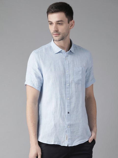 

Blackberrys Men Blue Slim Fit Linen Solid Casual Shirt