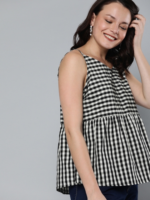 

HERE&NOW Women Black & White Checked Top