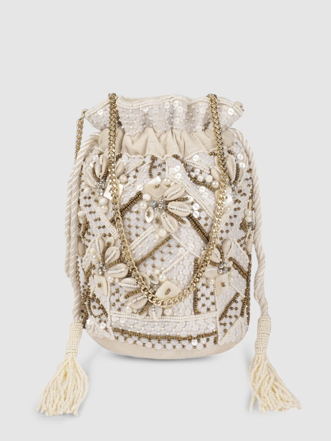 

Accessorize Off-White Embellished Potli Clutch